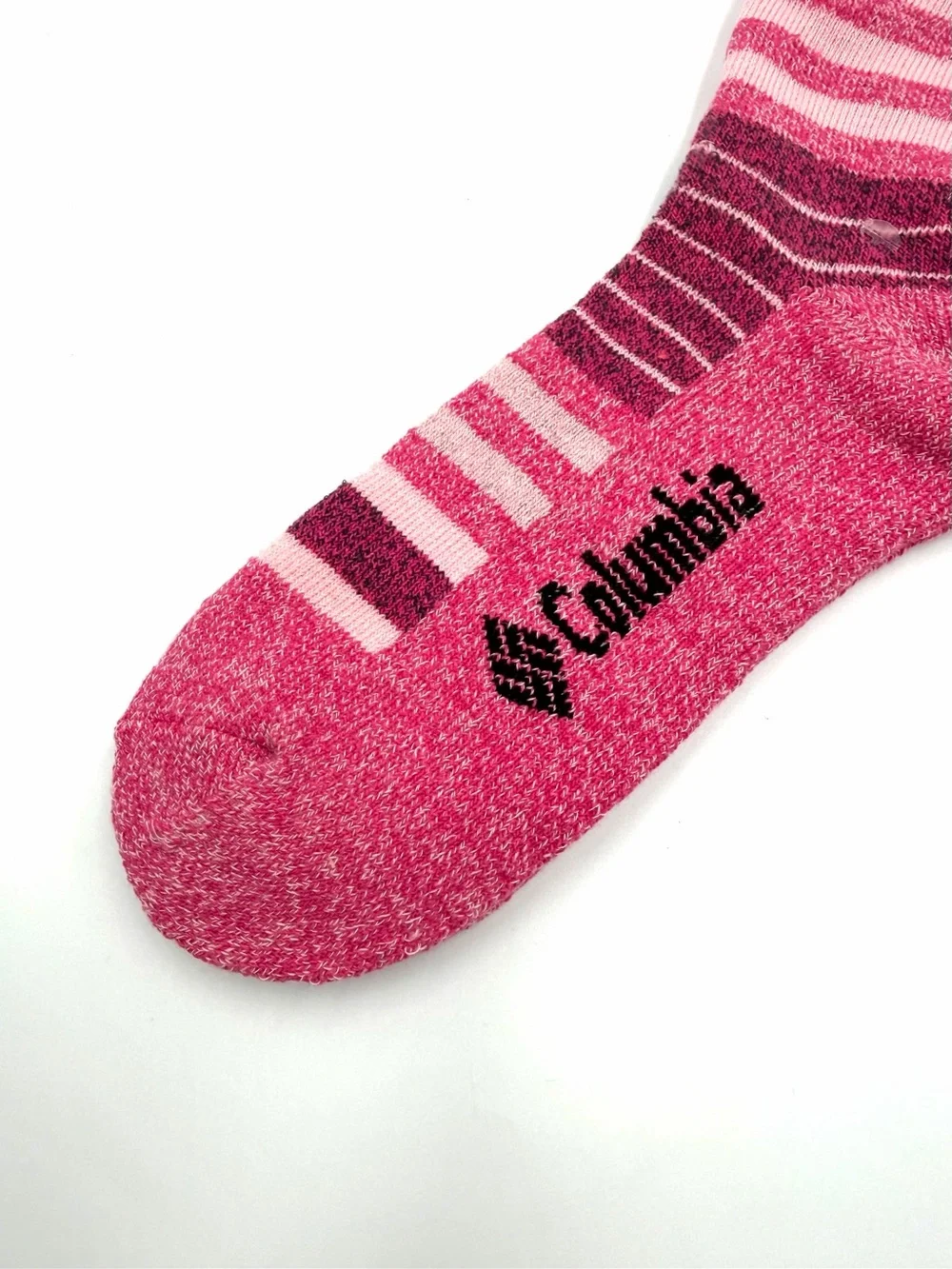 NEW Columbia Pink Striped Crew Hiking Socks Women’s Soft Cushion Cotton Blend